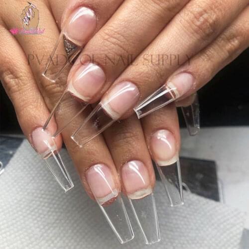 Gel X Nails Extension System Full Cover Sculpted Clear Stiletto Coffin False Nail Tips 240pcs/bag