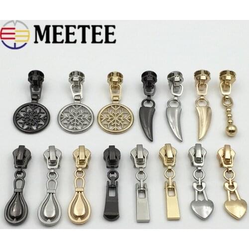 5pcs Spring Lock Zipper Sliders For 3# Metal Zippers High Quality Zipper Head Puller Zip Repair Kit DIY Garment Accessories