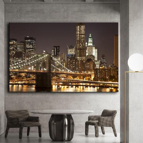Modern Brooklyn Bridge Landscape Posters Canvas Paintings Decorative Building Wall Art Pictures Living Room Wall Art Prints