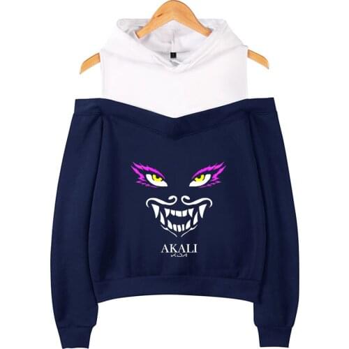 Women Off-shoulder Hoodies Hot Funny Harajuku Kda The Baddest Sweatshirt Personality Hoodie Daily Casual pullover Girls Fashion