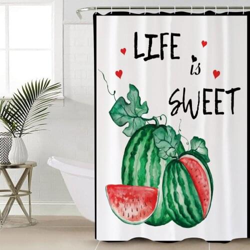 Watermelon Fruit Love Shower Curtains Waterproof Bathroom Curtain Frabic Polyester Bathroom Curtain with Hooks