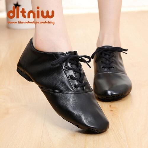 Womans PU Leather Jazz Dance Shoes Lace Up Boots for Adult Woman Practice Yoga Shoes Soft and Light Weight Jazz Boots