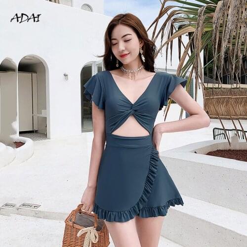 Womens Swimwear 2021 New Bathing Suits One-piece Swimsuit 2 Piece Female with Skirt Sleeves Summer Bikini Beachwear Monokini