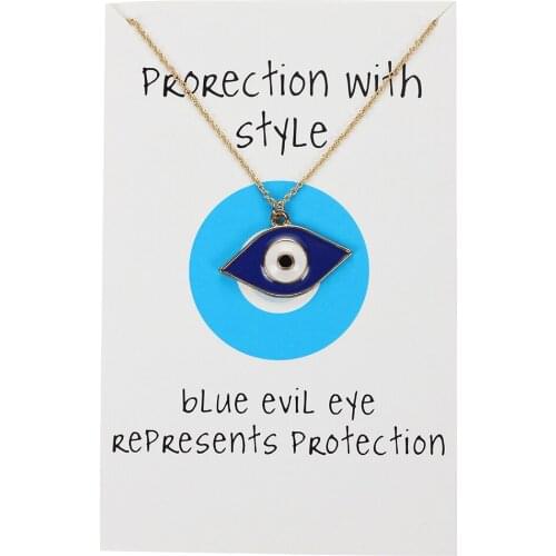 Blue Evil Eye Necklace Hamsa Hand Long Links Chain Necklace Gold Color Silver Color Femme Bijoux Fashion Men Women Jewelry Gift