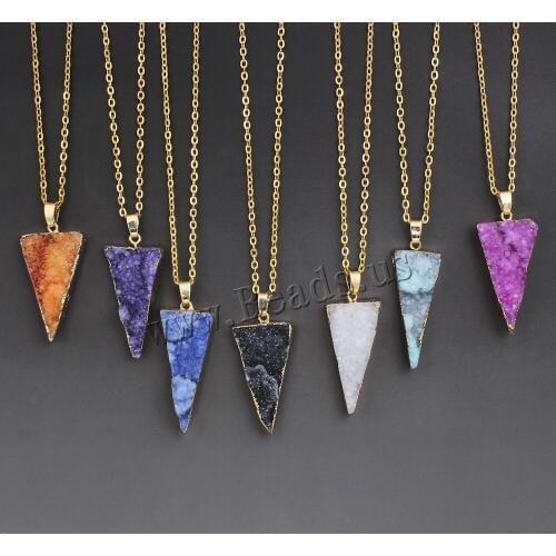 2017 Arrival Colorful Irregular Shape Natural Stone Pendant Necklace Women Created Gold Chain Necklace For Female