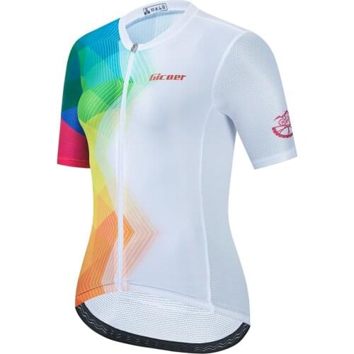 Gicaer Womens 2021 Cycling Jersey Short Sleeve Maillot Outdoor Pro Bicycle Racing Tops Breathable Quick Dry Bike Shirt