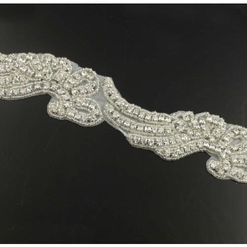 10Yards Silver Rhinestone Trim Iron on Stones Hotfix Wedding Trim Crystal Chain for Bridal Dress Bouquet