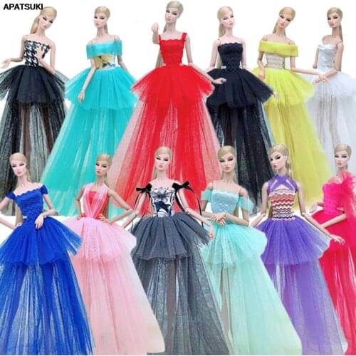 12pcs/lot Fashion Doll Clothes For Barbie Dress Costume Multi-layer Party Gown Outfits For 1/6 BJD Dolls Accessories Kids Toys