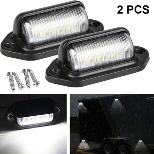 2pcs 6 LED License Number Plate tag Lights Taillight Step Lamp Bulbs White light for Car Truck SUV RV Trailer Van Boat 12V 24V