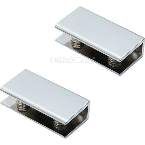 20PCS Zinc Alloy Glass Board Bracket Rectangular Shape Chrome Finished Glass Clamps For 8 to 12mm Shelves Support Clips JF1788