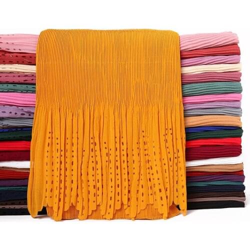 2020 muslim women bubble chiffon scarf hijab foulard femme musulman plain shawls islamic headscarf clothing Arab wrap head scarf