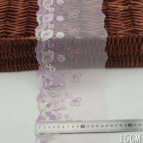 30Yds Embroidered Flower Lace Trim Applique Mesh Tulle Floral Pattern Ribbon Headband Sewing DIY Craft Gift for Sewing DIY Craft