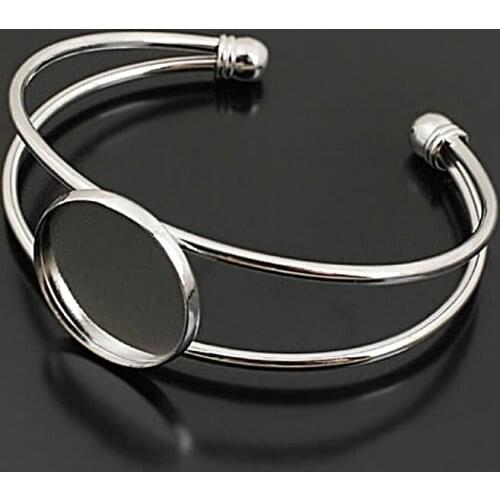 4PCS 60x53MM,Bezels Size 20MM Imitation Rhodium Brass with Round Trays Bezels Base Bracelets Settings Diy Jewelry Accessories