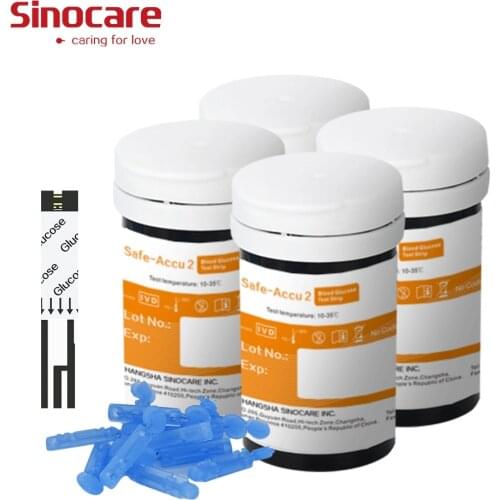 50/100PCS Sinocare Safe-Accu2 Blood Glucose Test Strips and Lancets for Blood Glucose Monitor Diabetes Test Accurate