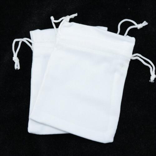 50pcs/lot 7x9cm (2.75"x3.54") White Velvet Bag Small Drawstring Gift Bag Pouches Wedding Earrings Charms Packaging Bags