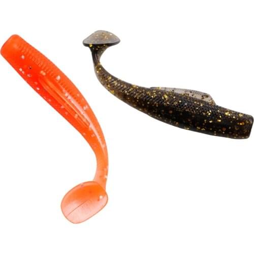 6pcs/lot TPR Silicone fishing bait floating lures Jigging Wobblers Artificial 85mm/5g High elastic T-tail worm baits
