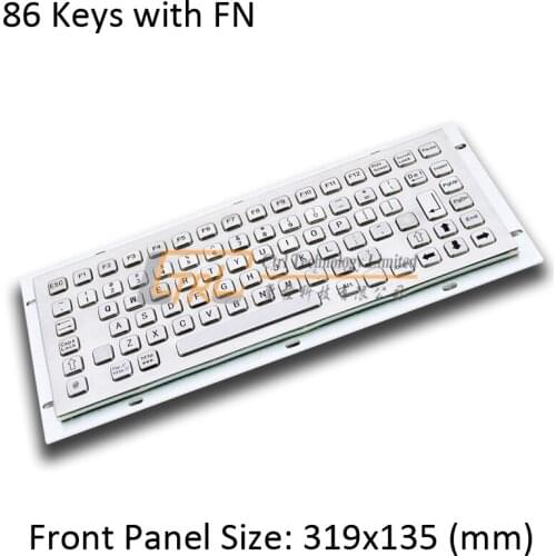 86 keys stainless keyboard, metallic industrial keyboard, kiosk keyboard