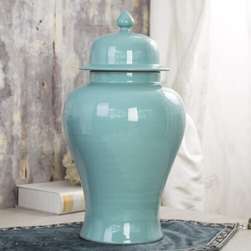 Art glazed high temperature jingdezhen temple jar vase ceramic porcelain ginger jar living room decoration