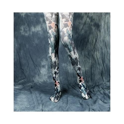 Retro Velvet Character Scene Printed Pantyhose