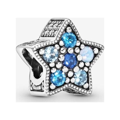 Genuine 925 Sterling Silver Bright Star Charm Fit for Original Pandora Silver Bracelet Beads DIY Jewelry Making Bijoux