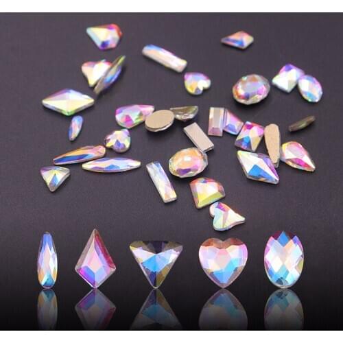 10pcs Glass Crystal Rhinestones 3D Drop Stones Nail Art Decoration Strass Polishing Charm Design Accessories Jewelry Loose Beads