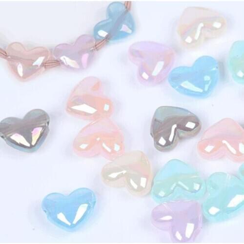Fashion Colorful DIY Heart Shape Acrylic Beads 17MM Loose AB Color Jewelry Accessoires Beads 50 pieces y125733