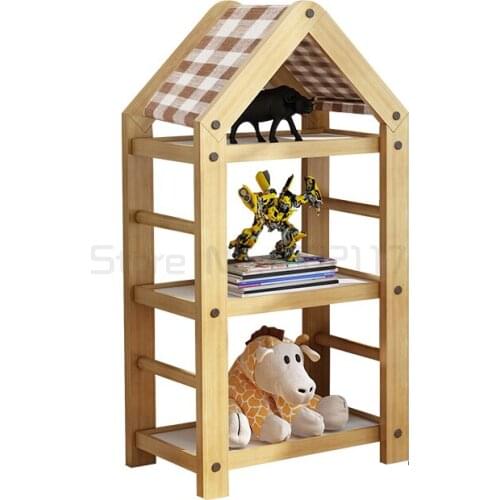 Childrens floor bookshelf Solid wood simple modern economical assembled home pupils save space small bookcase