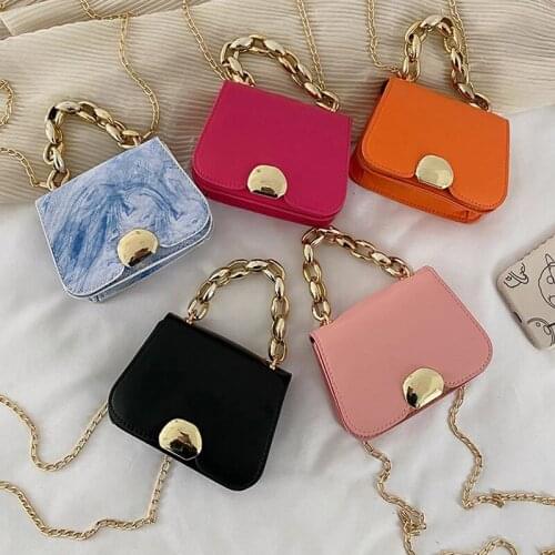 Designer Women Chain PU Leather Shoulder Crossbody Messenger Bag Ladies Fashion Thick Chain Mini Flap Square Handbags