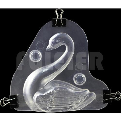 3D swan shaped polycarbonate chocolate mold , DIY pastry cake decoration tools candy chocolate form for baking