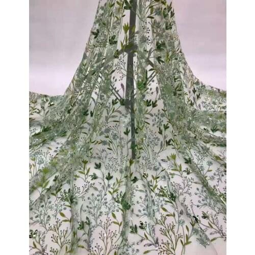 French Tulle Lace Fabric 2021 High Quality Lace Sequins African Nigeria Mesh Lace Fabric Wedding Sewing FJ3405