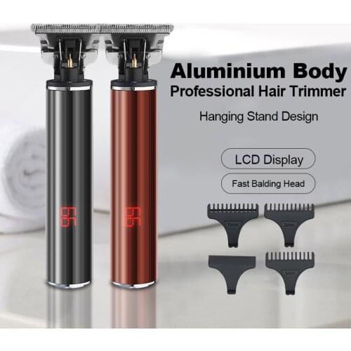 Heavy Hitter Cordless Trimmer Men 0mm Baldheaded Hair Clipper Finish Hair Cutting LCD Rechargeable Engraving Push Tools