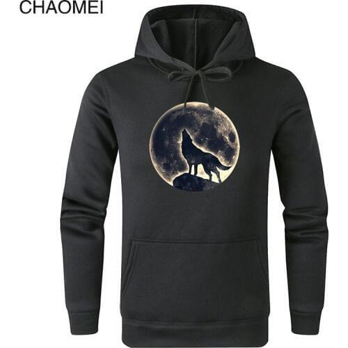 Howling Wolf Full Moon Fullmoon WildDog Wolves Cool Hoodies Men Women Fashion Printed Hooded Warm Fleece Hoody Pullover C131