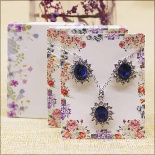 Zerong 50pcs flower style Earrings and Necklace Display Cards Cardboard necklace set pendant Package Hang Tag Card 5.1*6.3cm