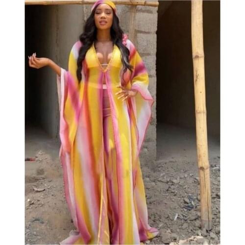 2 Piece Pant Set Women Africa Clothes African Dashiki New Fashion Two Piece Suit Long Dress And Wide Pants Party Dresses Robe