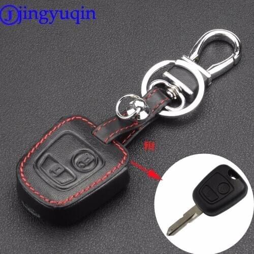 Jingyuqin Car Key Cover Leather Case For Citroen c4 c5 Berlingo Picasso Xsara Picasso Aygo For Peugeot 206 207 307 107 406 408