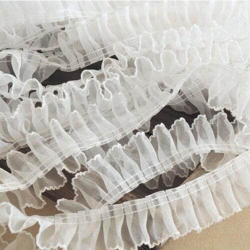 2 Meters Width 4cm 6 Colors 3D Organza Ruffle Lace Crafts Lolita Lace Trimming Ribbon For Garment Home DIY Sewing Supplies