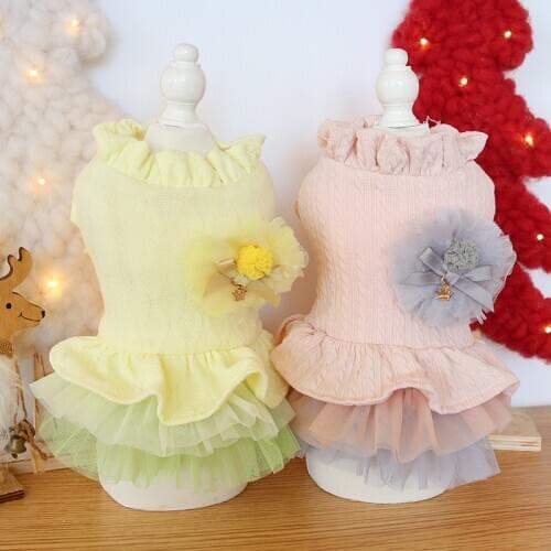 Lace Flower Dog Dress Pet Products Summer 100% Cotton Clothing For Dogs Cat Chihuahua Teddy Pet Puppy Dog Clothes Rabbit