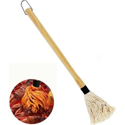 Culinary Brush Rubber Wood Handle Dip Brush Barbecue Oil Brush 46CM Long Handle Kitchen Cooking Accessory
