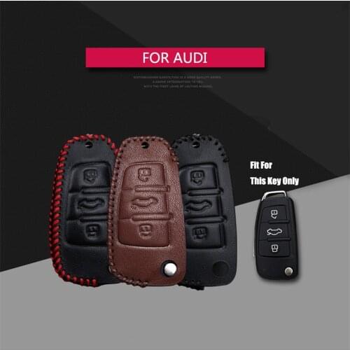 Best Sale Leather Car Key Case Cover For Audi A1 A2 A3 A4 A5 A6 A8 Cabriolet Q2 Q3 Q5 Q7 Q8 R8 Key Holder Key Parts Skin Shell