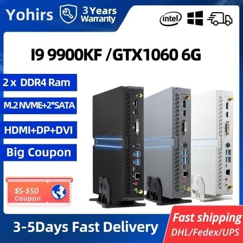 Mini Pc Intel Core i9 9900KF i7 9600KF 9700KF NVIDIA GTX1660S 6G GDDR6 DVI Windows10 Gaming Desktop Computer Led Backlight WIFI