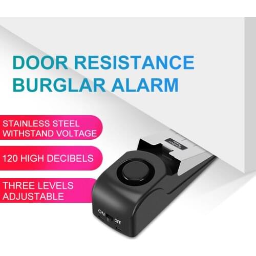 Mini Stainless Steel 120 DB 3 Adjustable Sensitivity Wireless Vibration Alarm Door Stop Alarm For Home Security System Anti-Slip
