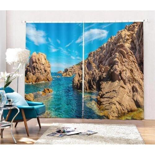 Fashion 3d blackout window photo print curtains Sea canyon modern living room curtains high quality