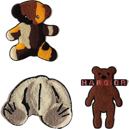 Cartoon Decorative Kitty Cat Bear Chenille Icon Towel Embroidered Applique Patches For clothes DIY Iron on Badges on a Backpack