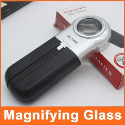 New 16x30mm LED Illuminated Repair Tool Desktop Light Magnifier with 2 LED Lamps Hand-hold Loupe Magnifying Glass for Reading