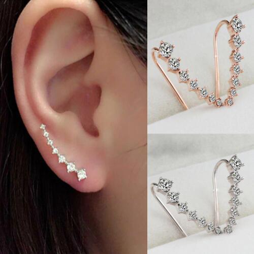 New Fashion Charm Jewelry Seven Crystal Rhinestones Stars Ear Clip Jewelry Beautifully Simple Earrings For Women
