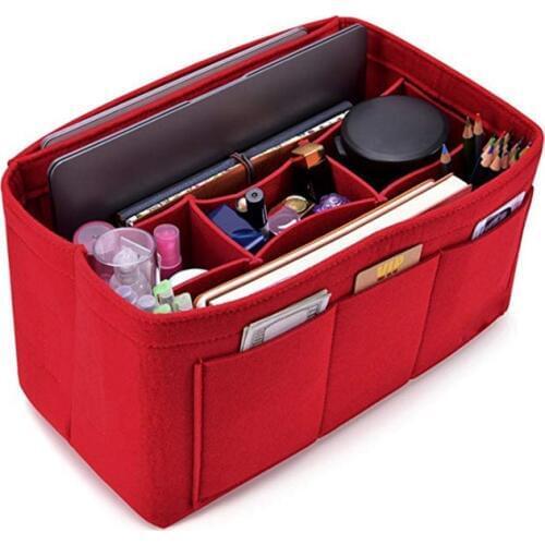 Women Felt Cosmetic Bag Handbag Organizer Insert Multifunctional Travel Makeup Organizer Inner Purse Fit Various Brand Bags
