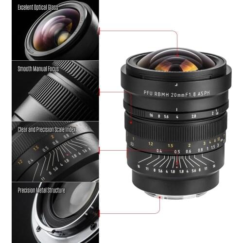 VILTROX Full-frame Wide Angle Prime Lens FE-20mm/F1.8 E-mount MF for Sony E-Mount Cameras Sony A7 Series A6300 A6500 A6000 NEX5