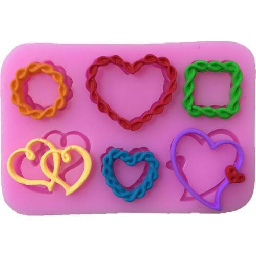 Fondant Cake Mold Chocolate Mold Heart Shape Border Decorations For The Kitchen Baking Silicone Sugar And Cake Tool E473