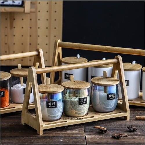 Stained glass spice bottle sugar bowl scandinavian ceramic salt shaker seasoning box set home restaurant kitchen seasoning tools