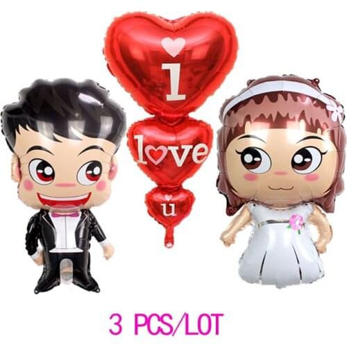 Wedding Decoration Balloons I Love You Red Engagement Helium Aluminium Foil Globos 3pcs/lot Accessories Supplies Inflatable Toy